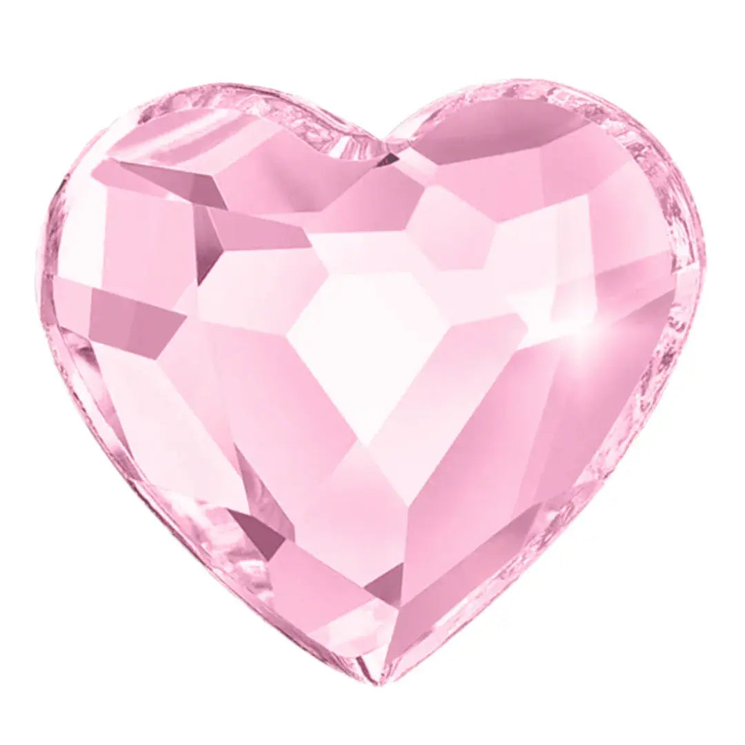 Estella Flat Back Shaped Rhinestones Non Hotfix Heart Light Rose - Bluestreak Crystals